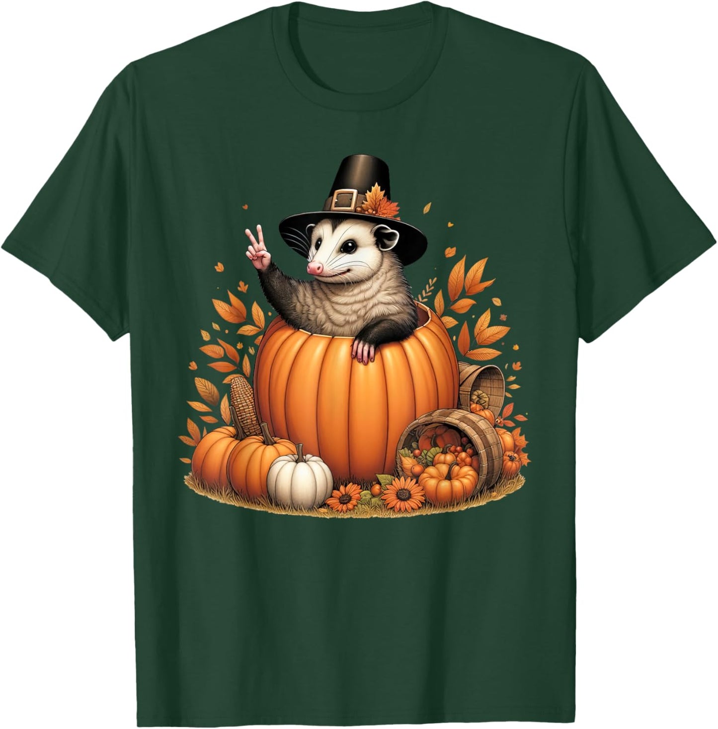 Autumn Pumpkin Fall Possum Thanksgiving Kids T-Shirt - T-Shirt | Forest