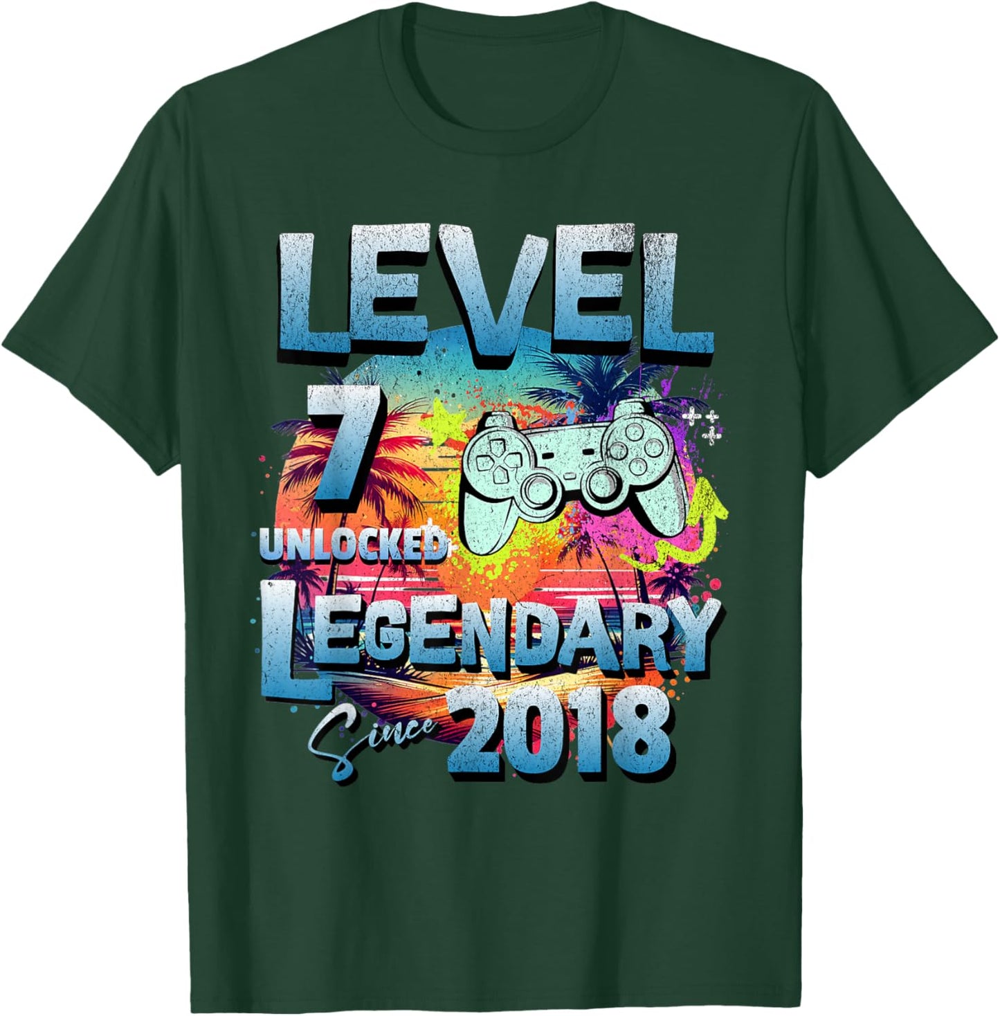 Level 7 years old unlocked since 2018 Legendary birthday T-Shirt - T-Shirt | Forest