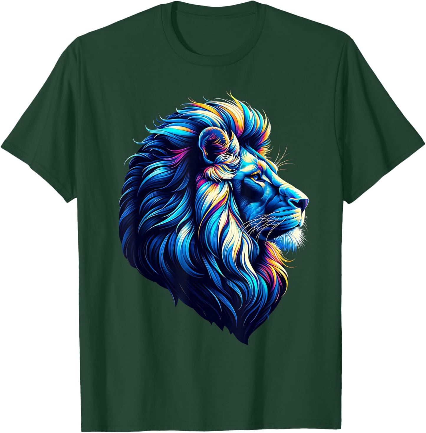 Cool Lion With Blue Eyes Men Women Kids Lion T-Shirt - T-Shirt | Forest