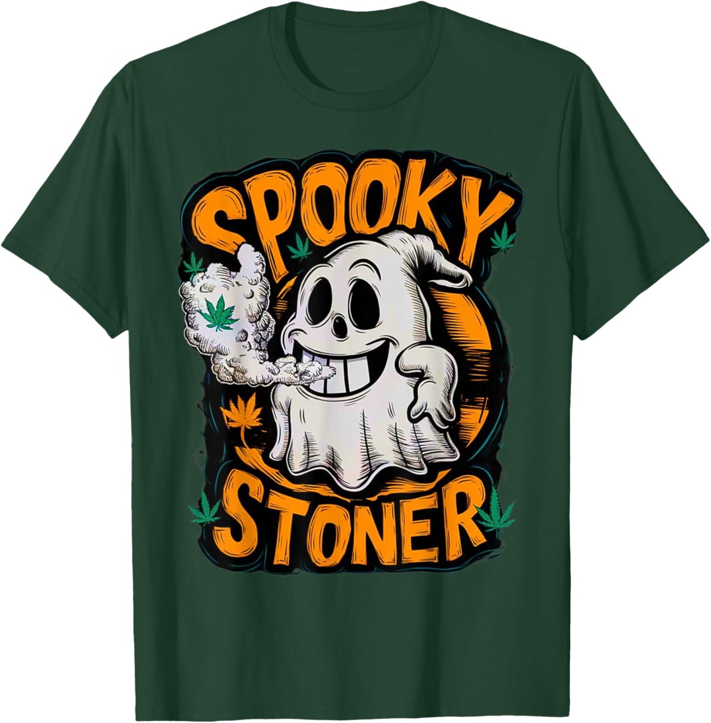 Spooky Stoner Funny Halloween Weed Cannabis Marijuana 420 T-Shirt - T-Shirt | Forest