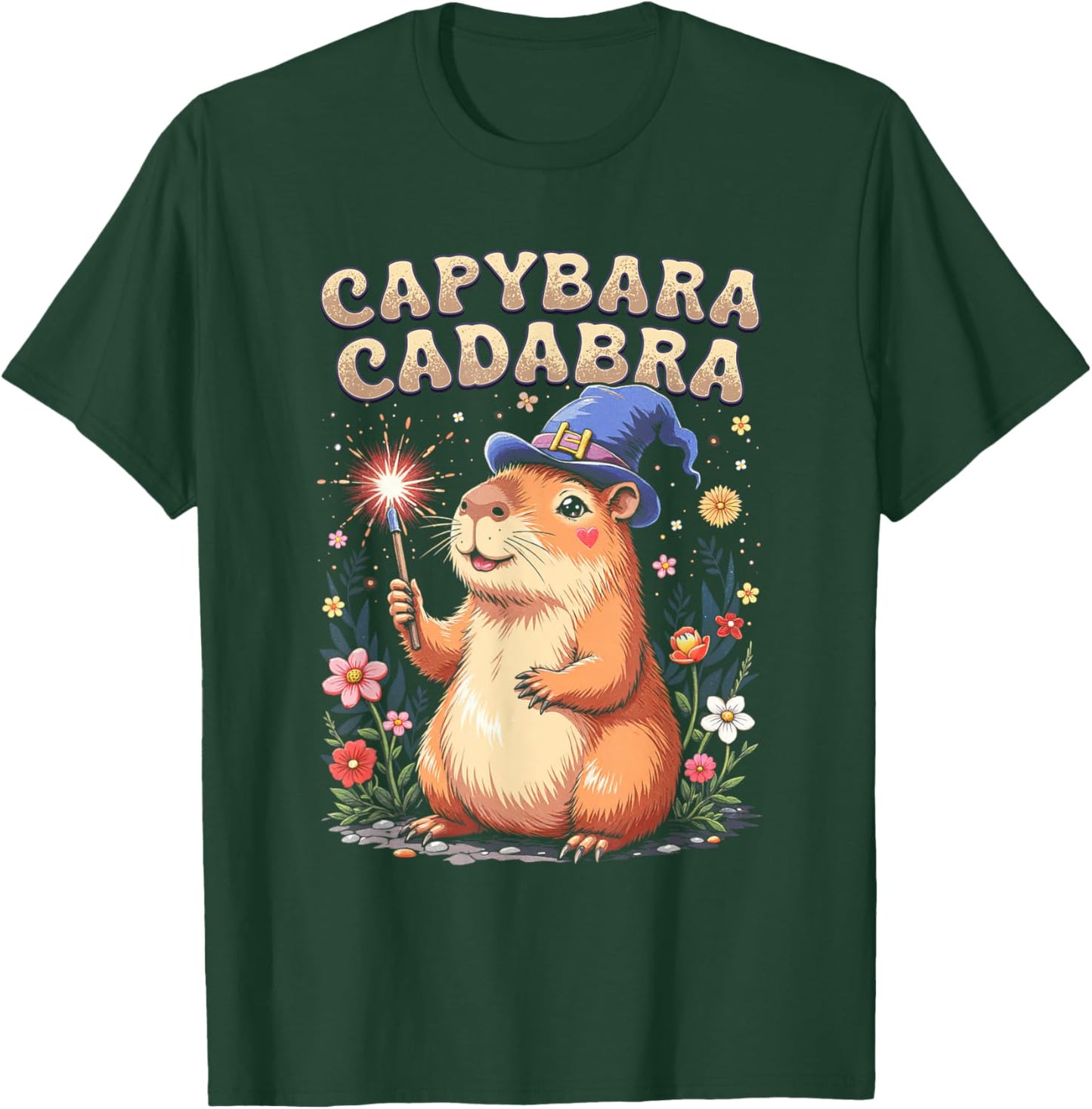 Capybara Cadabra Cute Wizard Capybara Funny T-Shirt - T-Shirt | Forest