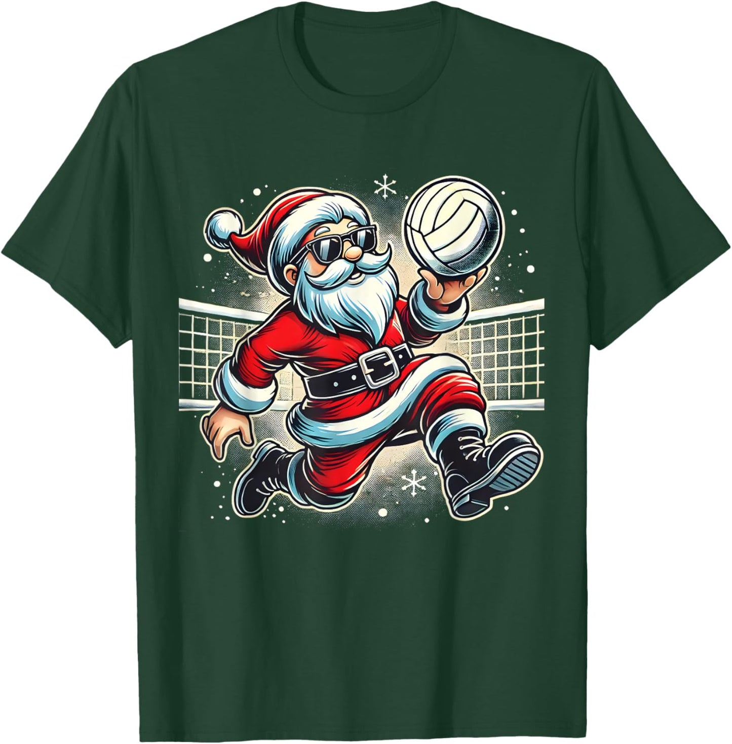 Santa Playing Volleyball Lovers Boys Girls Kids Christmas T-Shirt - T-Shirt | Forest