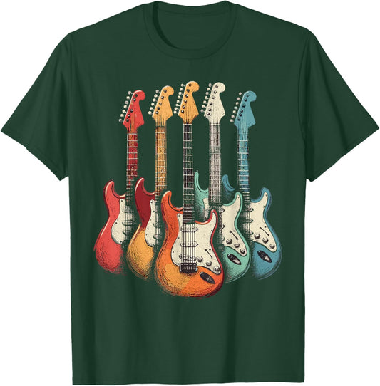 Guitars Guitarists Retro Music Guitar T-Shirt - T-Shirt | Forest
