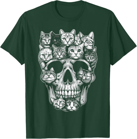 Cat Skull Skeleton Kitty Halloween Costume Cat T-Shirt - T-Shirt | Forest