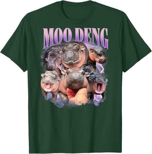 Funny Moo-Deng Baby Pygmy Hippo Cute Zoo For Family On Back T-Shirt - T-Shirt | Forest