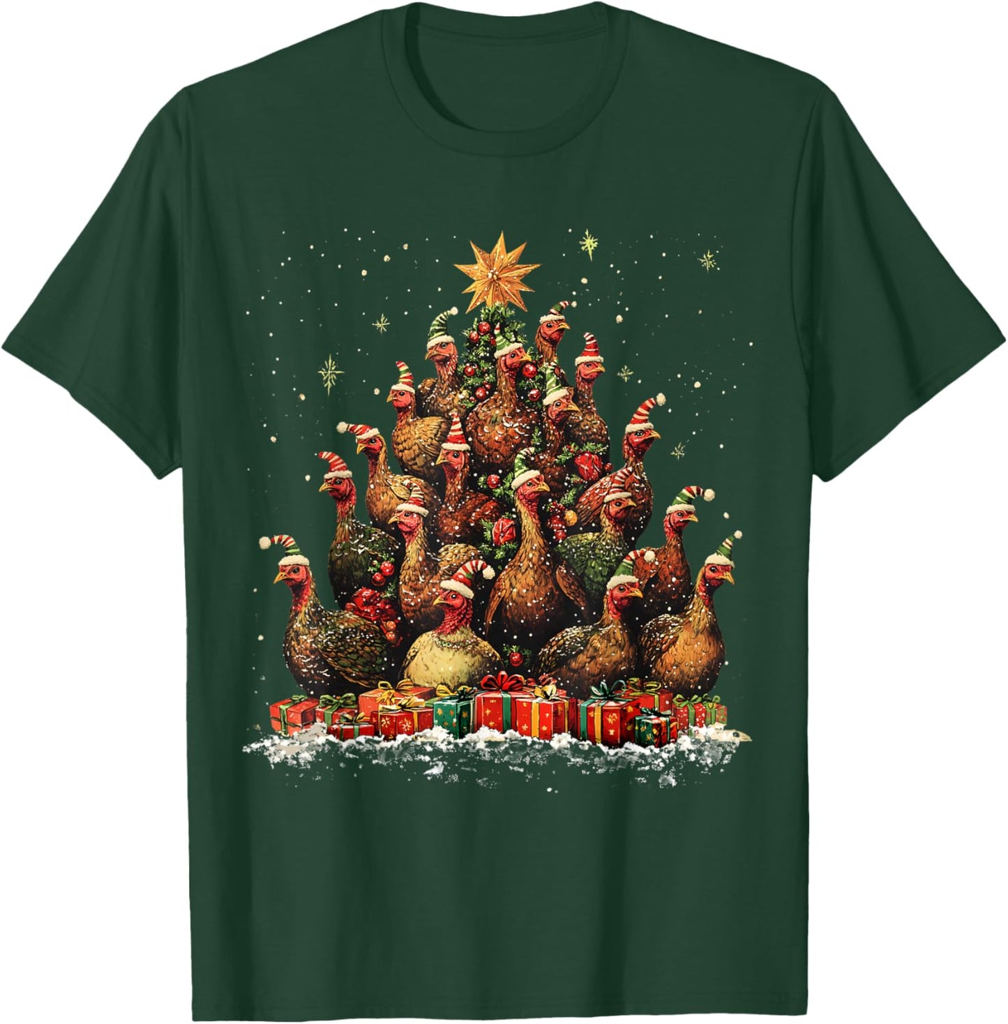 Turkey Christmas Tree Ornament Decor Xmas T-Shirt - T-Shirt | Forest