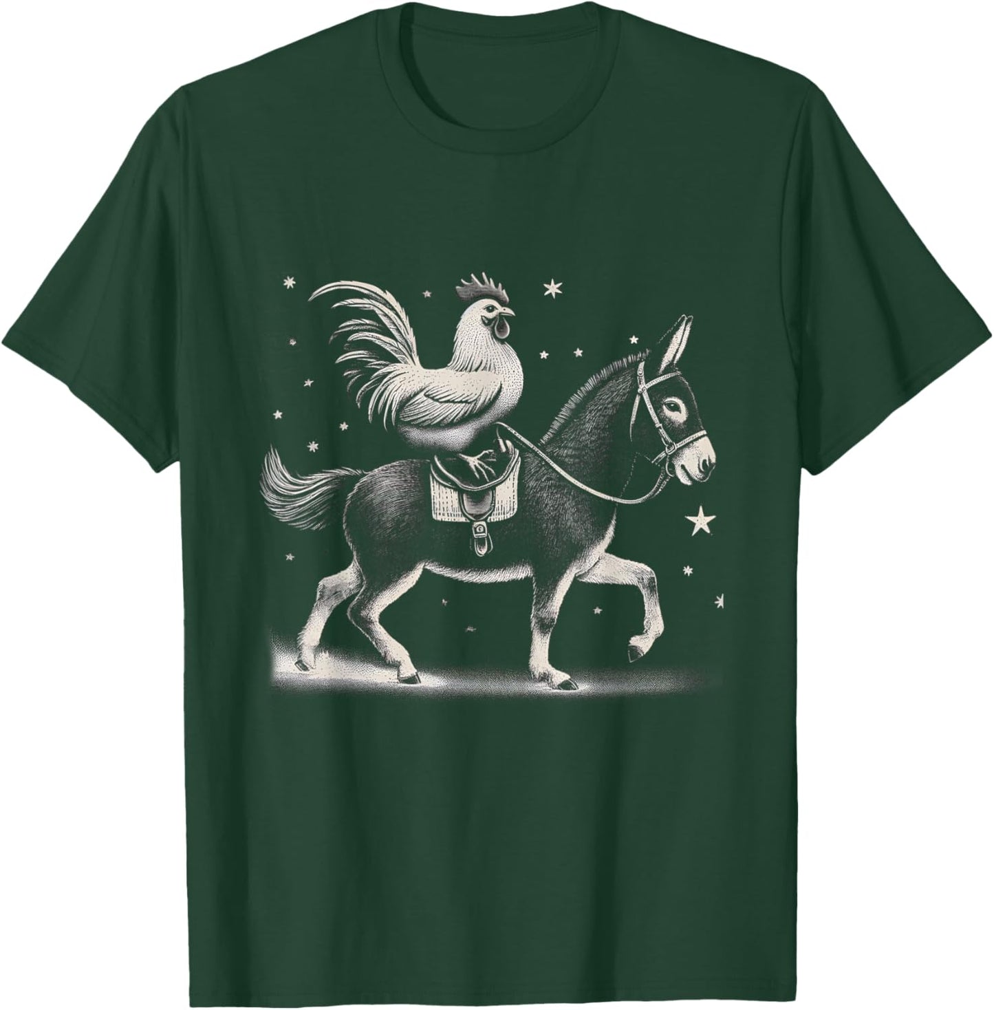 Funny Chicken Riding Donkey Chicken Lover T-Shirt - T-Shirt | Forest