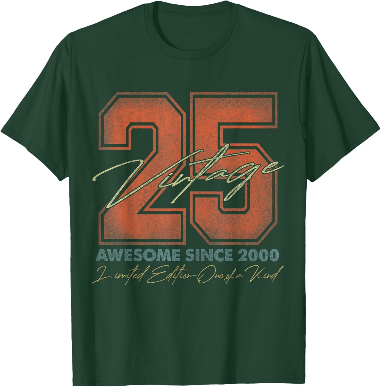 Vintage Number Shirts 2025 25th Birthday - -Adults - Black - Small - Short Sleeve - - Limited Edition T-Shirt - T-Shirt | Forest