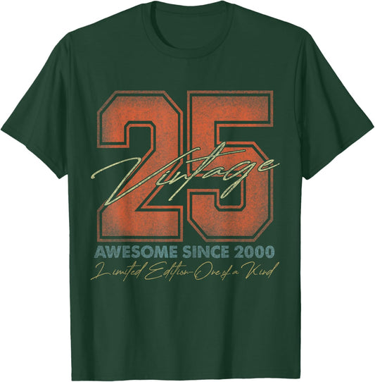 Vintage Number Shirts 2025 25th Birthday - -Adults - Black - Small - Short Sleeve - - Limited Edition T-Shirt - T-Shirt | Forest