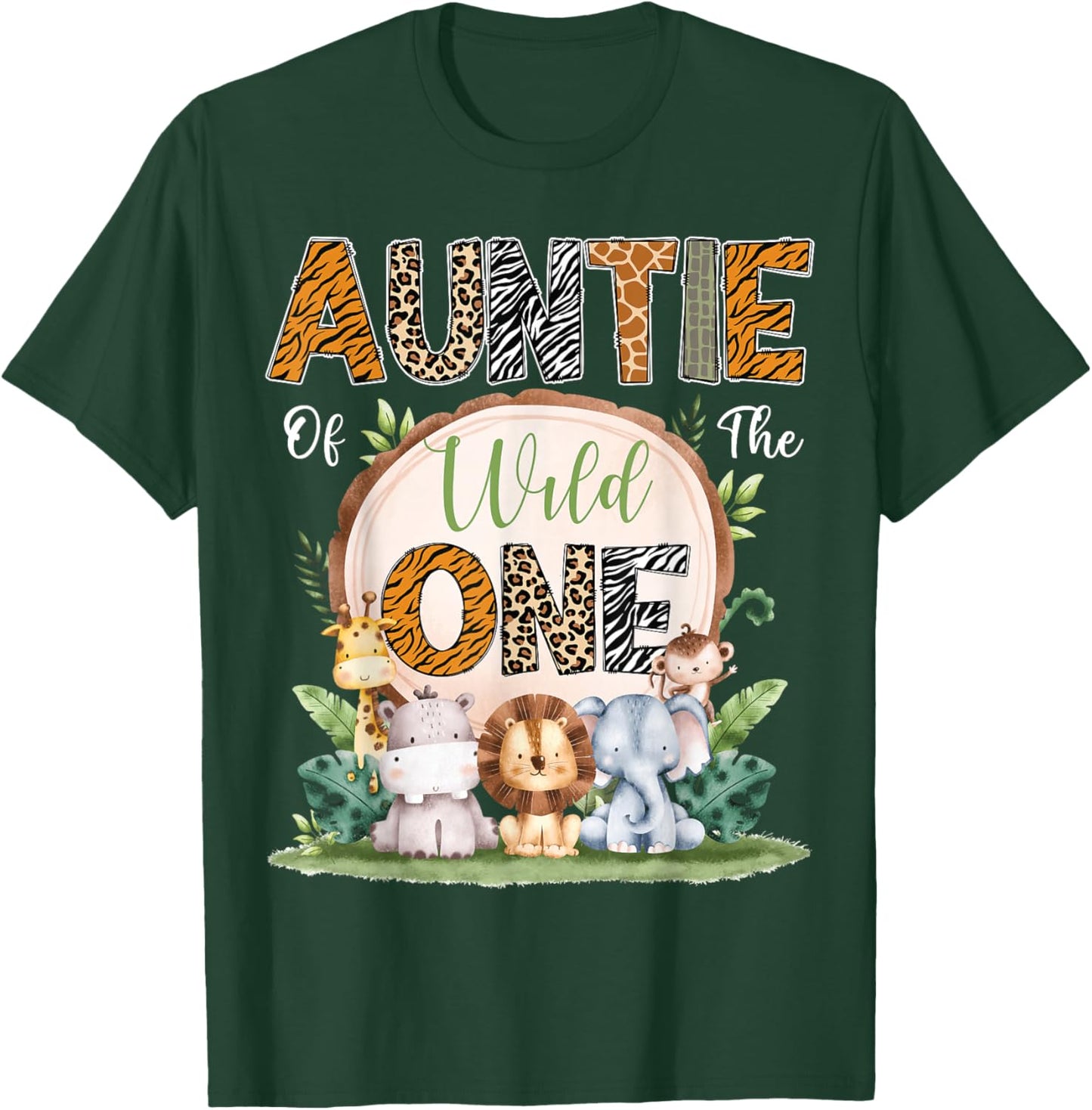 Auntie Of The Wild One First Birthday Safari Woodland T-Shirt - T-Shirt | Forest