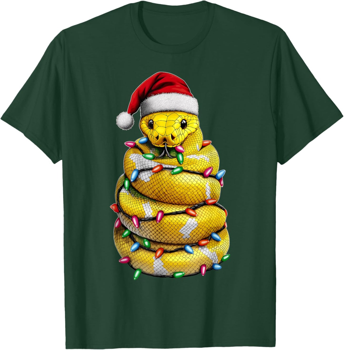 Ball Python Snake Christmas Hat Xmas T-Shirt - T-Shirt | Forest