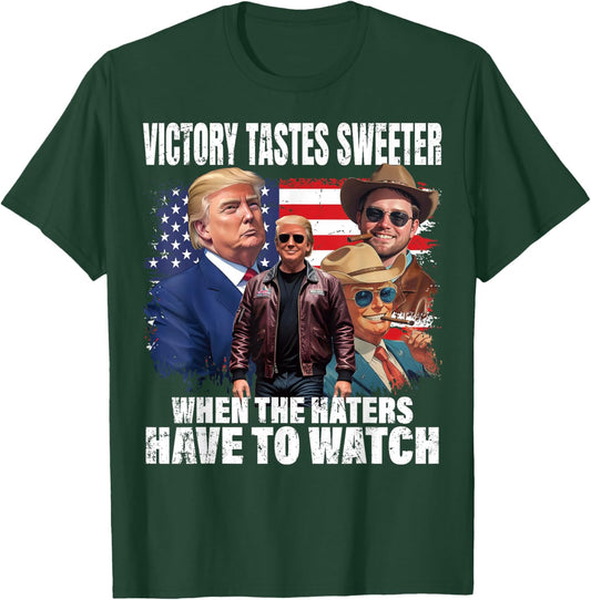 Trump Win Victory Watch Haters President Trump 47th USA Flag T-Shirt - T-Shirt | Forest