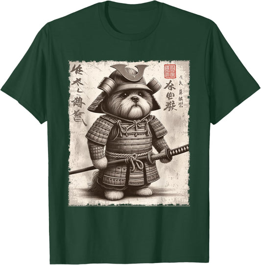 Funny Shih Tzu Dog Samurai T-Shirt - T-Shirt | Forest