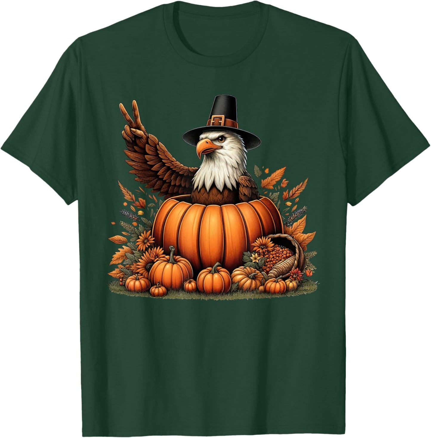 Autumn Pumpkin Fall Eagle Thanksgiving Kids T-Shirt - T-Shirt | Forest