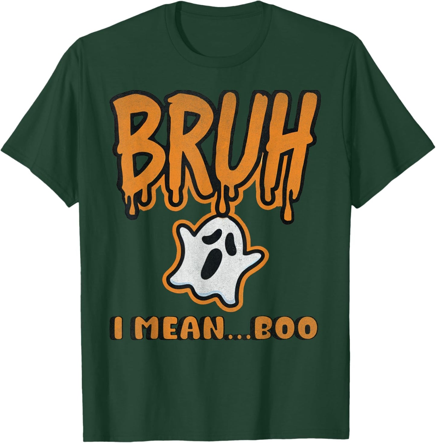 Funny Bruh Halloween Ghost Boo Kids Boys Youth School Party T-Shirt - T-Shirt | Forest