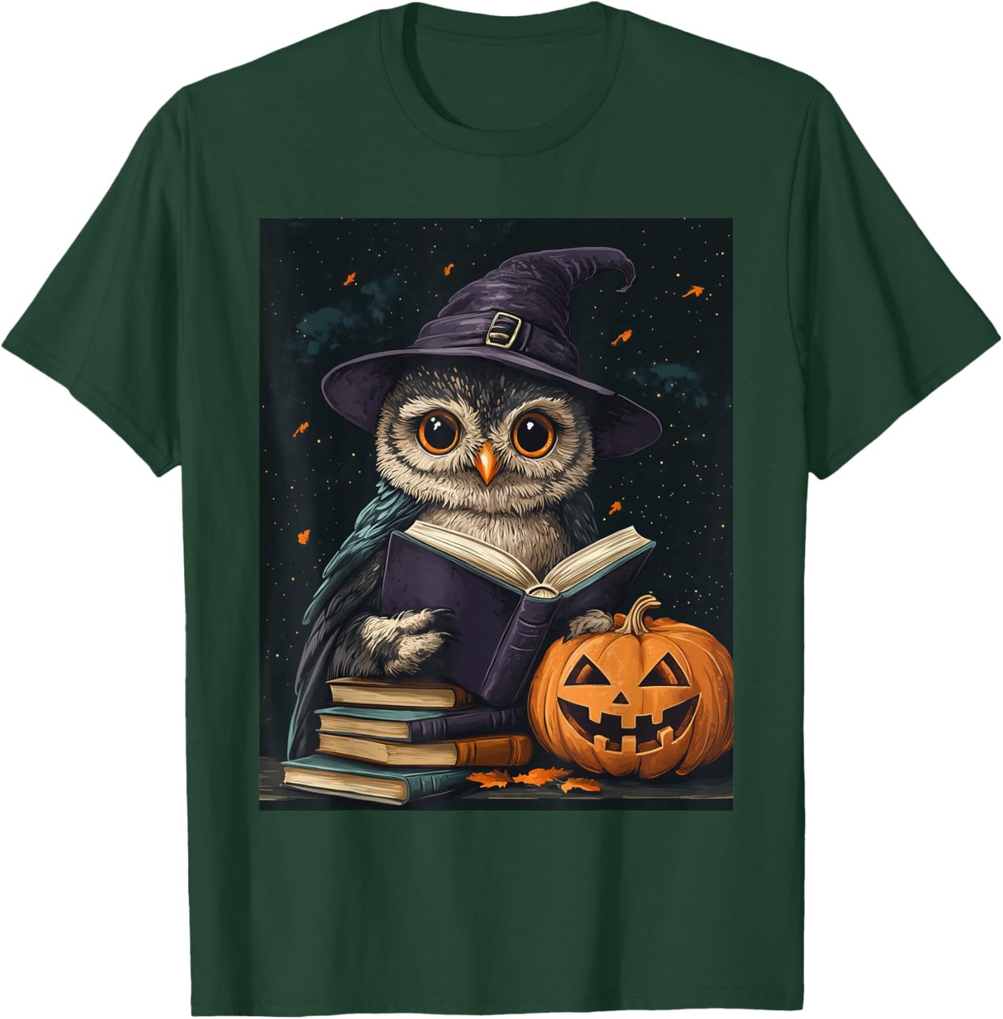 Halloween Girls Owl Book Boys Spooky Pumpkin Kids Halloween T-Shirt - T-Shirt | Forest