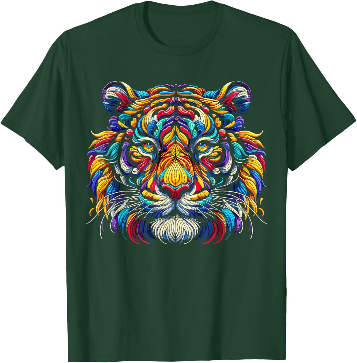 Tiger Face Wild Animal Colorful Tiger T-Shirt - T-Shirt | Forest