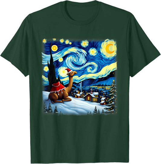 Christmas Camel Starry Night T-Shirt - T-Shirt | Forest