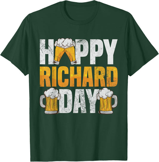 Happy Richard Day Beer Birthday Drinking Party Distressed T-Shirt - T-Shirt | Forest