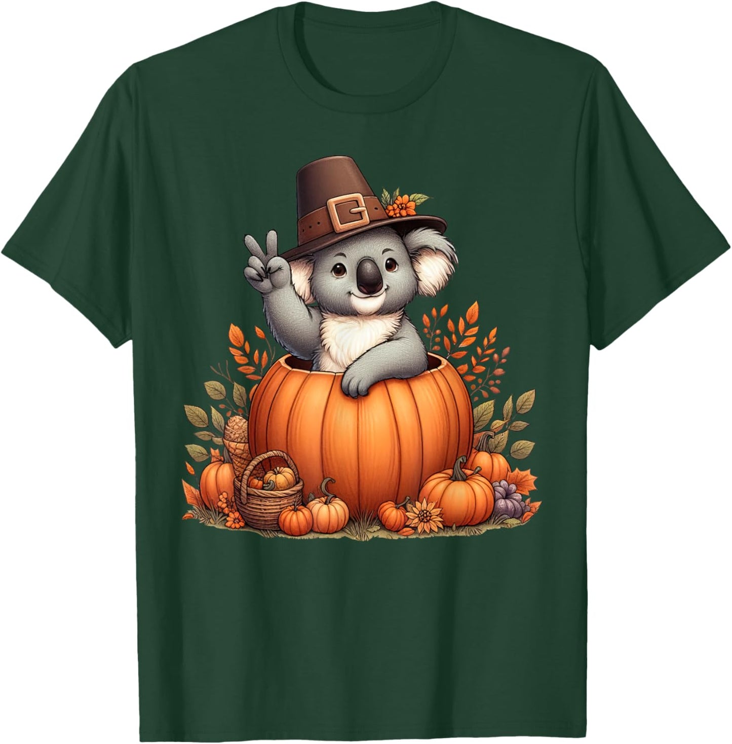 Autumn Pumpkin Fall Koala Thanksgiving Kids T-Shirt - T-Shirt | Forest