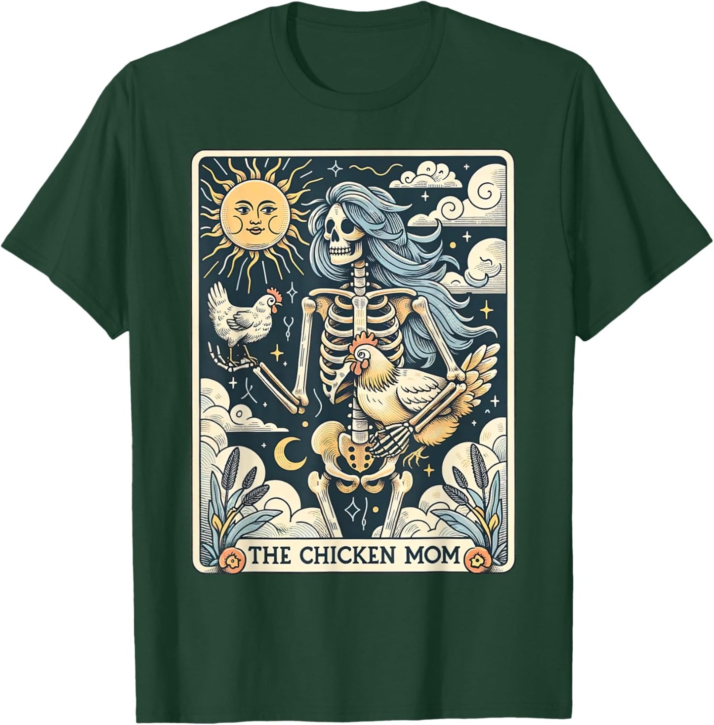 Skeleton Tarot Card Chicken Mom Farm Animal Farmer Women T-Shirt - T-Shirt | Forest