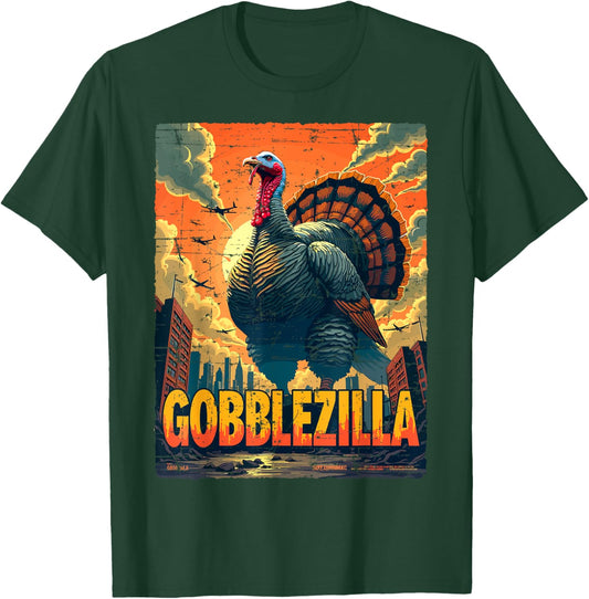 Vintage Funny Thanksgiving Day Gobblezilla Turkey Humor T-Shirt - T-Shirt | Forest