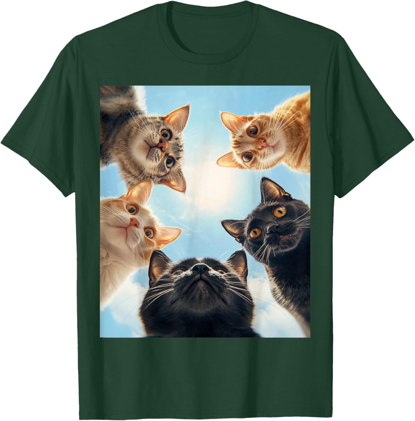 Cat Lover Black White Orange Funny Cat Face T-Shirt - T-Shirt | Forest