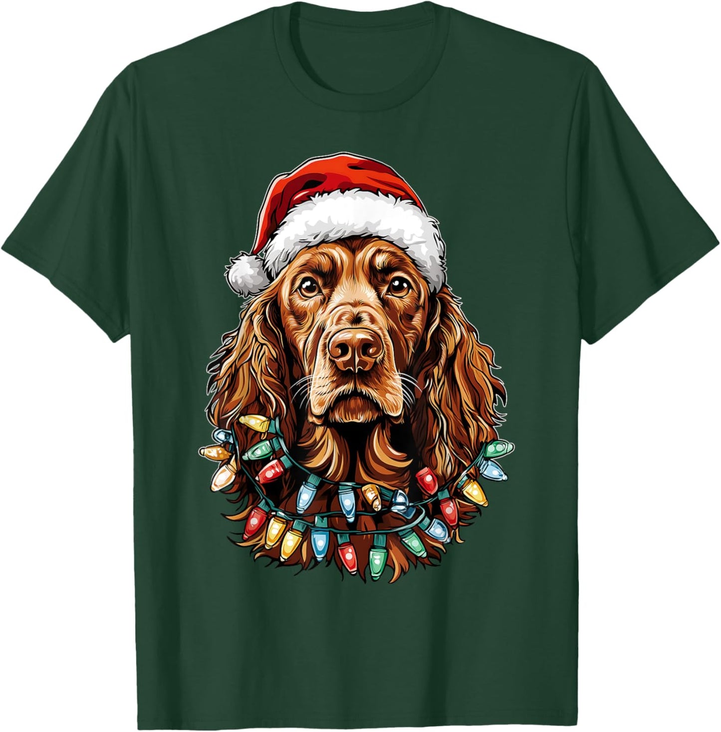 Irish Setter Dog Christmas Hat Xmas T-Shirt - T-Shirt | Forest