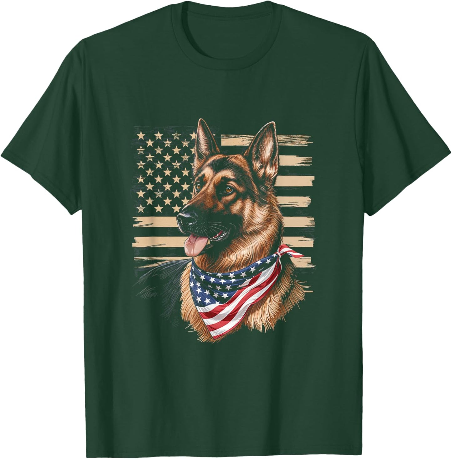 German Shepherd Dog American Flag Patriot Dog Lovers T-Shirt - T-Shirt | Forest