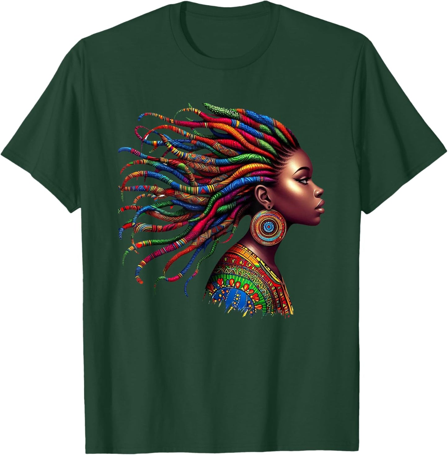 Rainbow Dashiki African Tribal Woman Natural Roots T-Shirt - T-Shirt | Forest