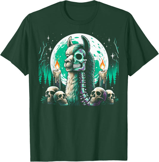 Cool Llama Skeleton Halloween Christmas Birthday T-Shirt - T-Shirt | Forest