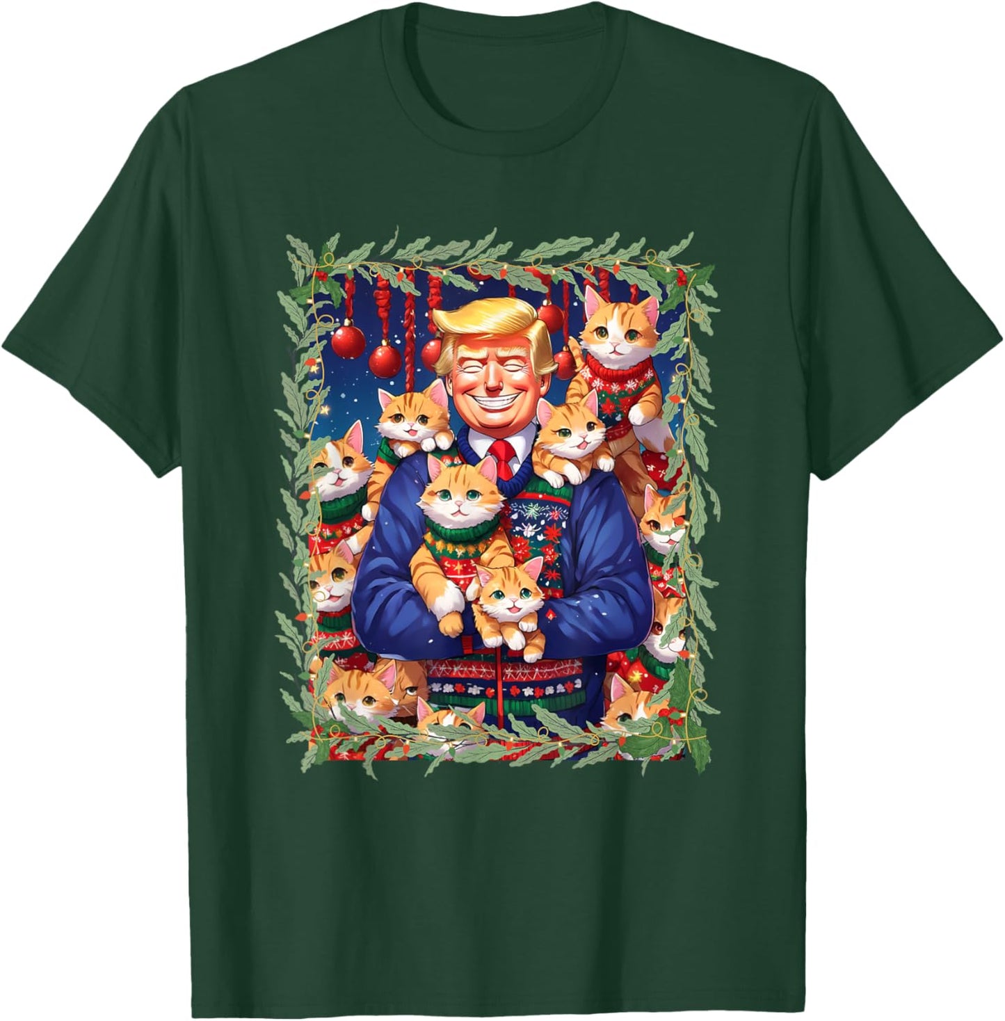Funny Anime Cat Lover Christmas Sweater Trump Christmas Women T-Shirt - T-Shirt | Forest
