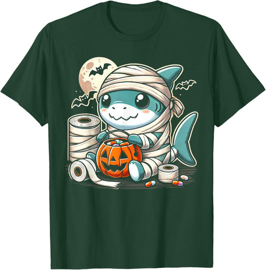 shark Halloween Mummy Cute Design All Ages T-Shirt - T-Shirt | Forest