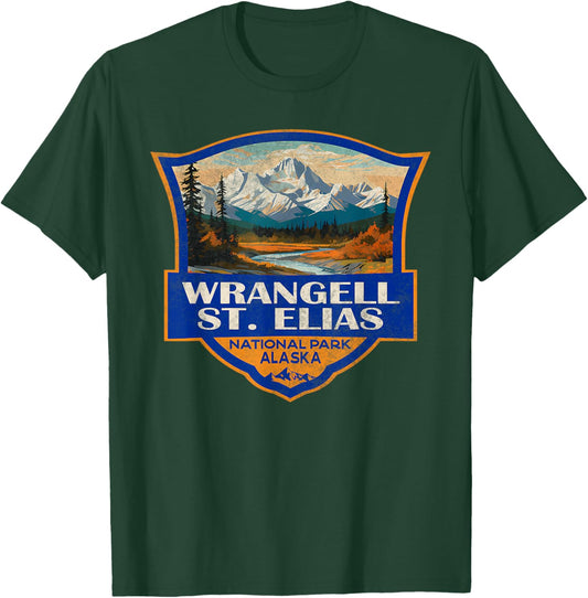 Vintage Wrangell St Elias National Park Retro Badge Mountain T-Shirt - T-Shirt | Forest