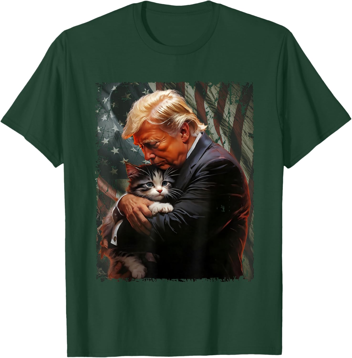 Trump Hugging an Orange Cat 2024 Make Cats Safe Again T-Shirt - T-Shirt | Forest