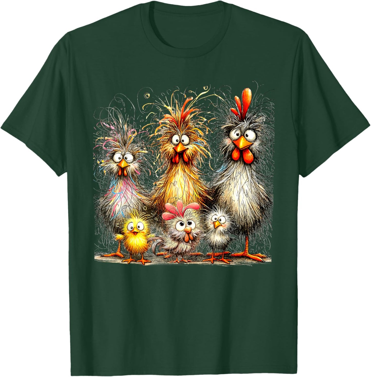 Funny Chicken Eagerlys Colorful Rufled Hair Painting Women T-Shirt - T-Shirt | Forest