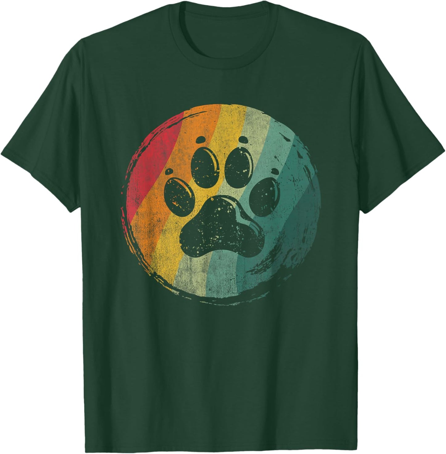 Retro Dog Paw Design Women Kids T-Shirt - T-Shirt | Forest