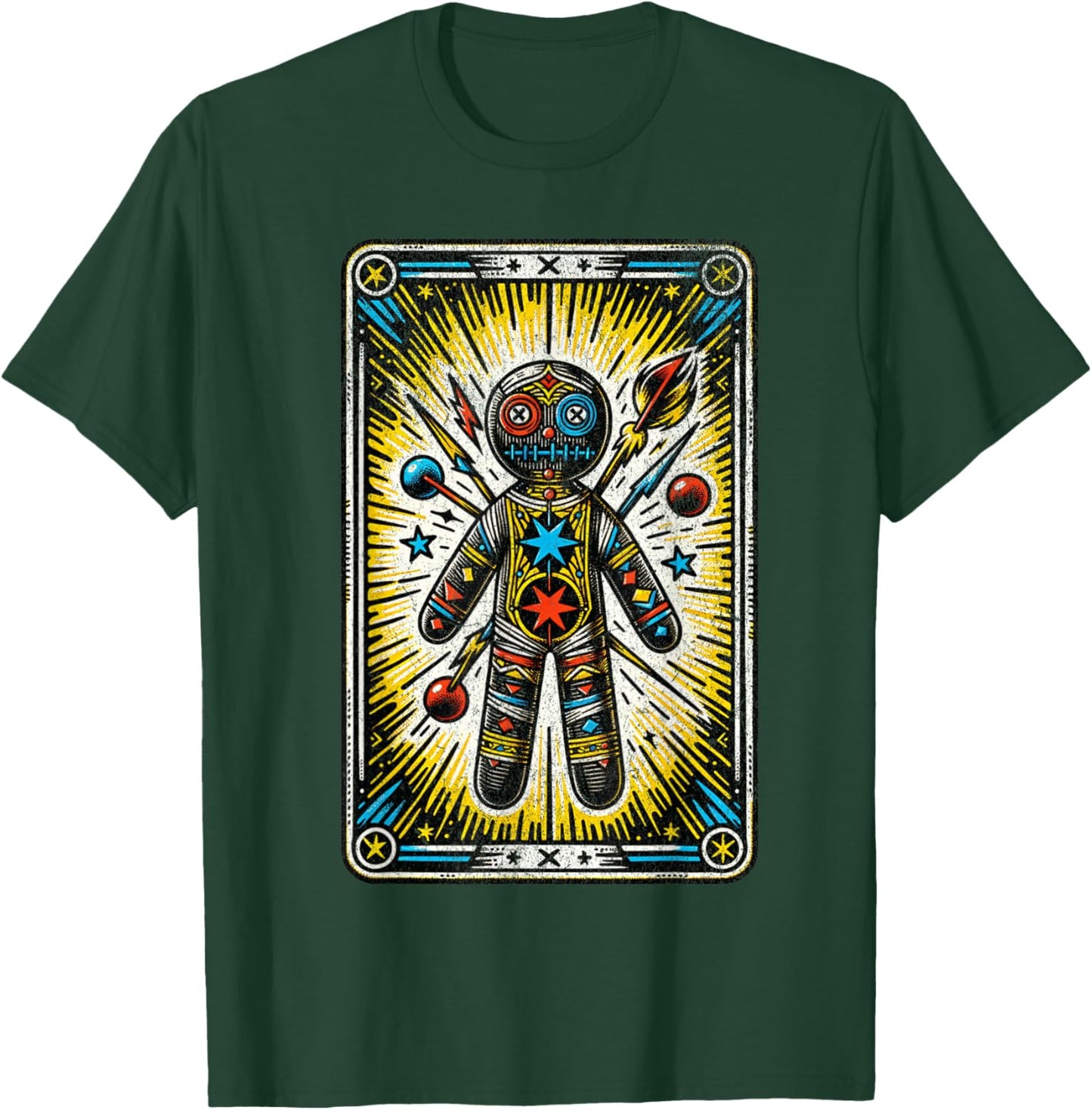 Vintage Voodoo Doll Tarot Card Cajun Creole Retro Magic T-Shirt - T-Shirt | Forest