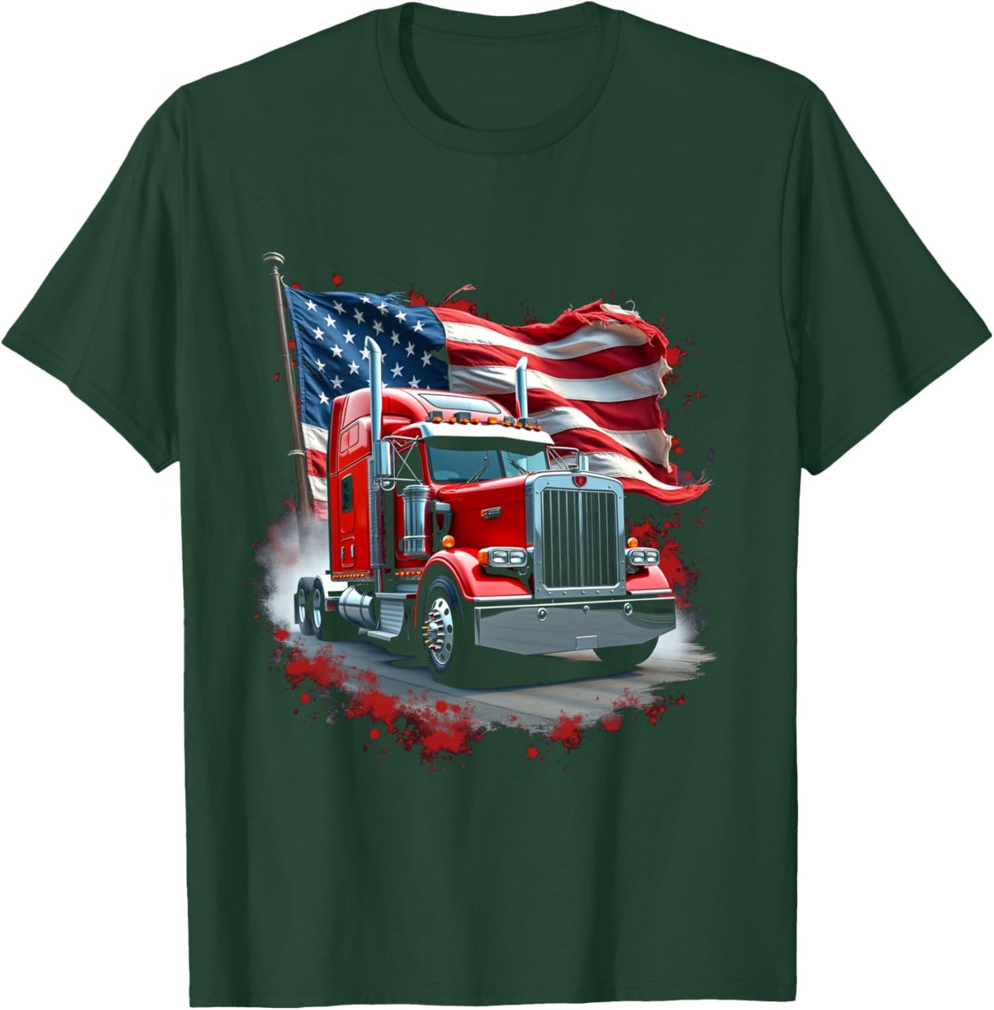 Patriotic Semi Truck T-Shirt - T-Shirt | Forest
