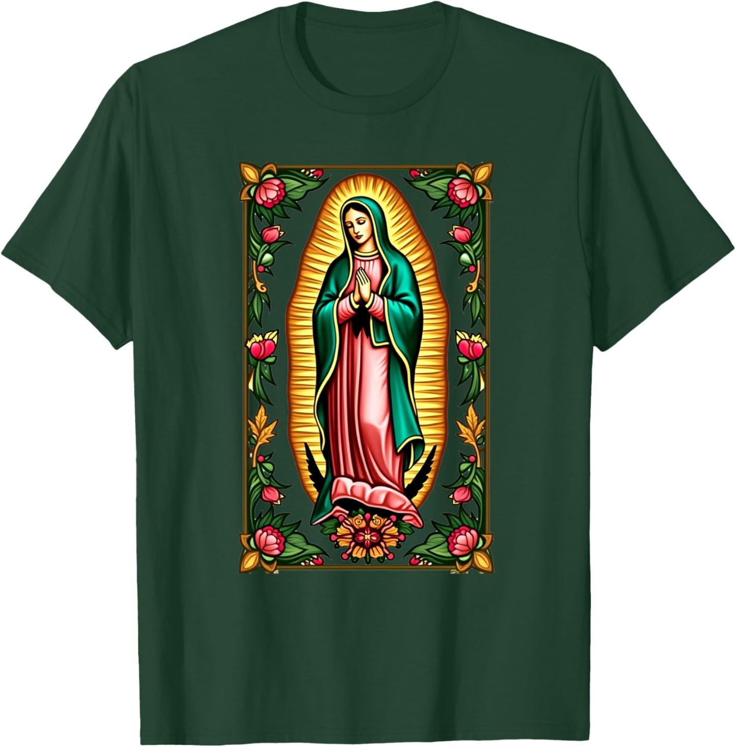 Our Lady Virgen De Guadalupe Virgin Mary Catholic Saint Art T-Shirt - T-Shirt | Forest