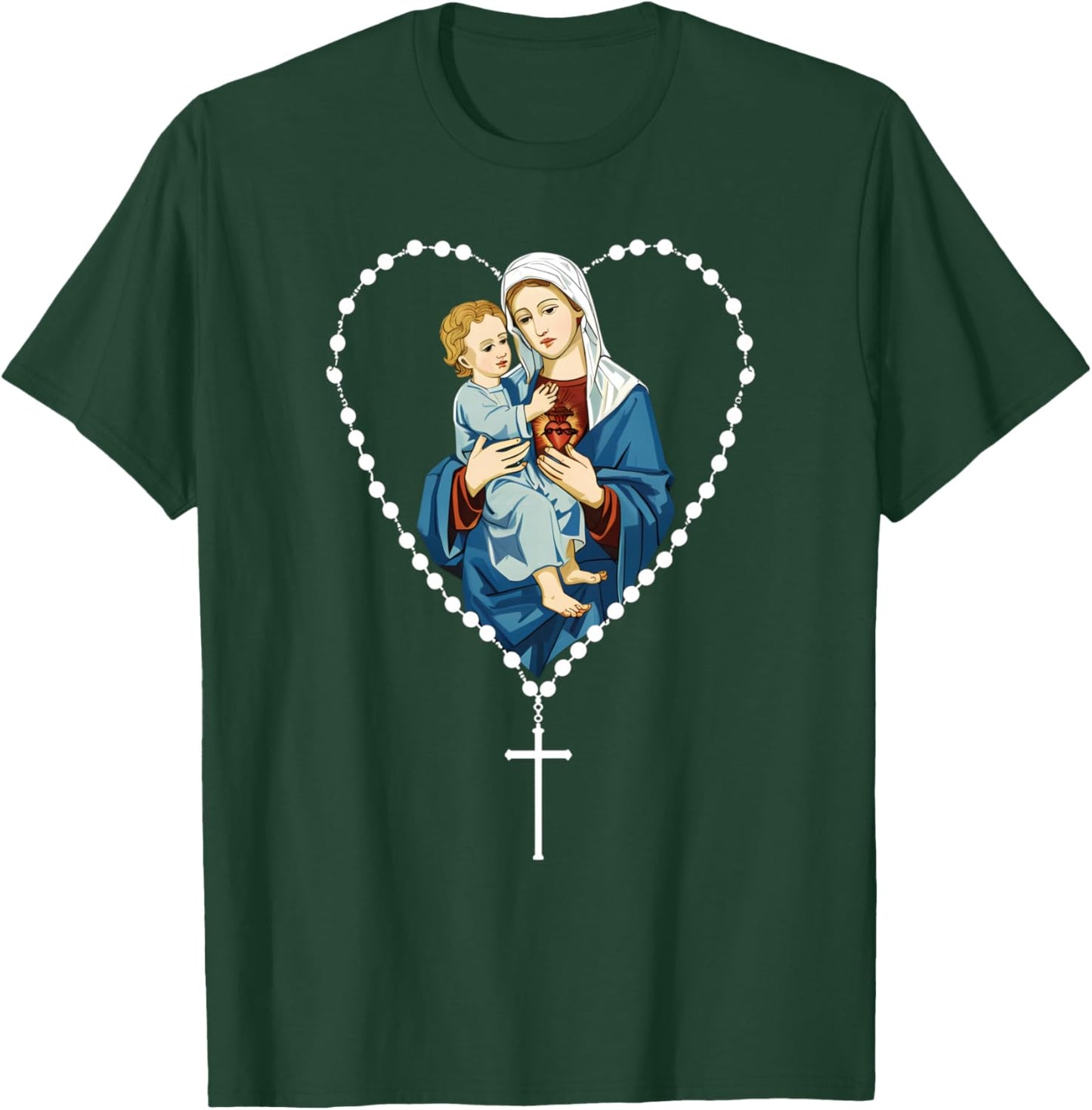 Saint Mary Mother of Jesus Mary With Baby Chist Christian T-Shirt - T-Shirt | Forest