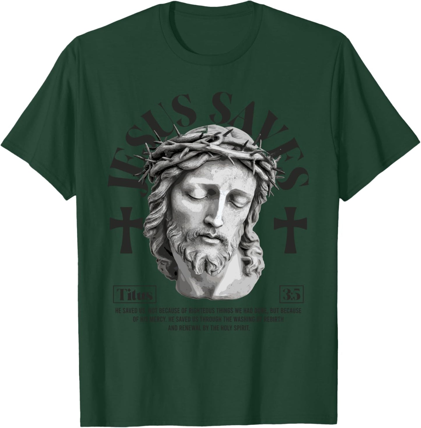 Jesus saves - Titus 3:5 Christian bible verses T-Shirt - T-Shirt | Forest
