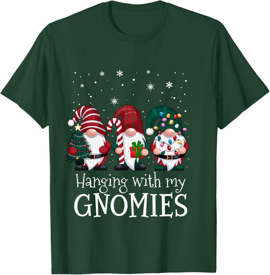 Hanging With My Gnomies Family Christmas Gnome Xmas Holiday T-Shirt - T-Shirt | Forest