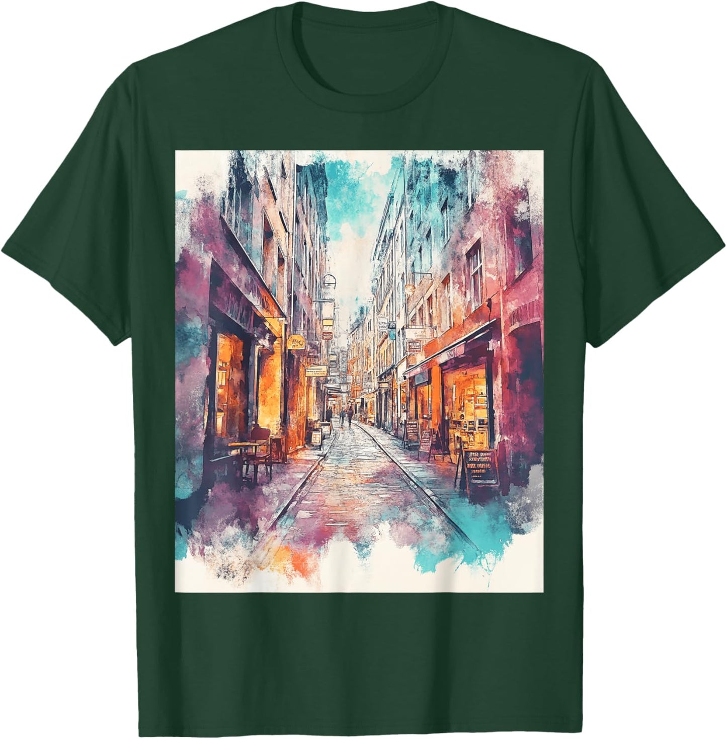Vintage Urban Street Scene Art T-Shirt - T-Shirt | Forest