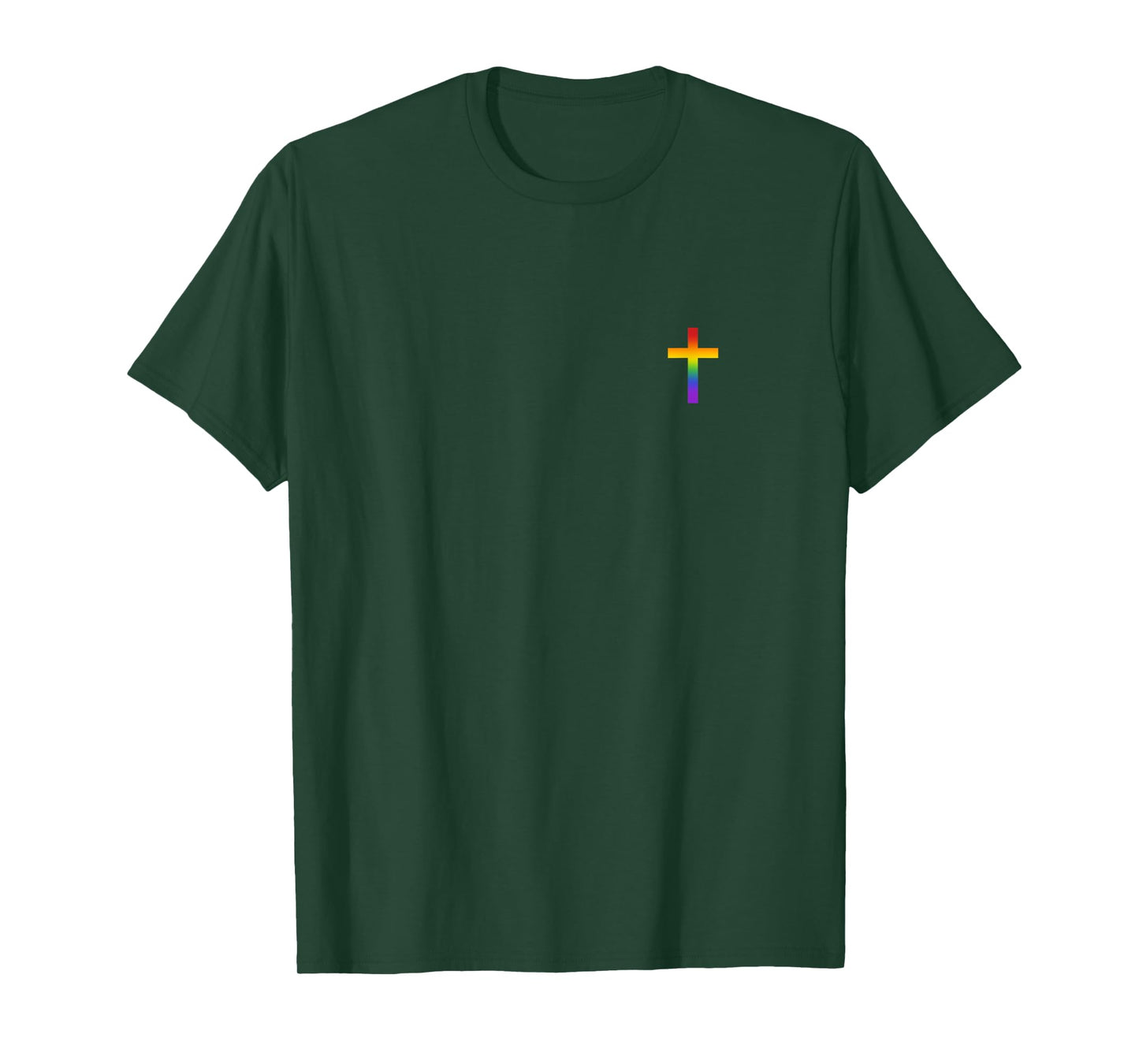 Small Rainbow Cross LGBTQ Christian Pride Flag Religious T-Shirt