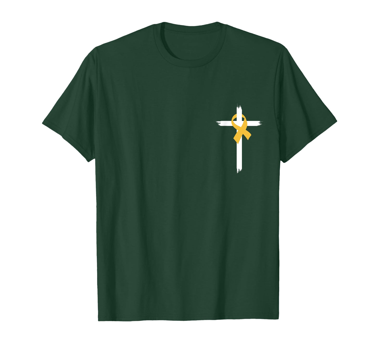 Christian Cross Jesus Gold Ribbon Childhood Cancer Awareness T-Shirt