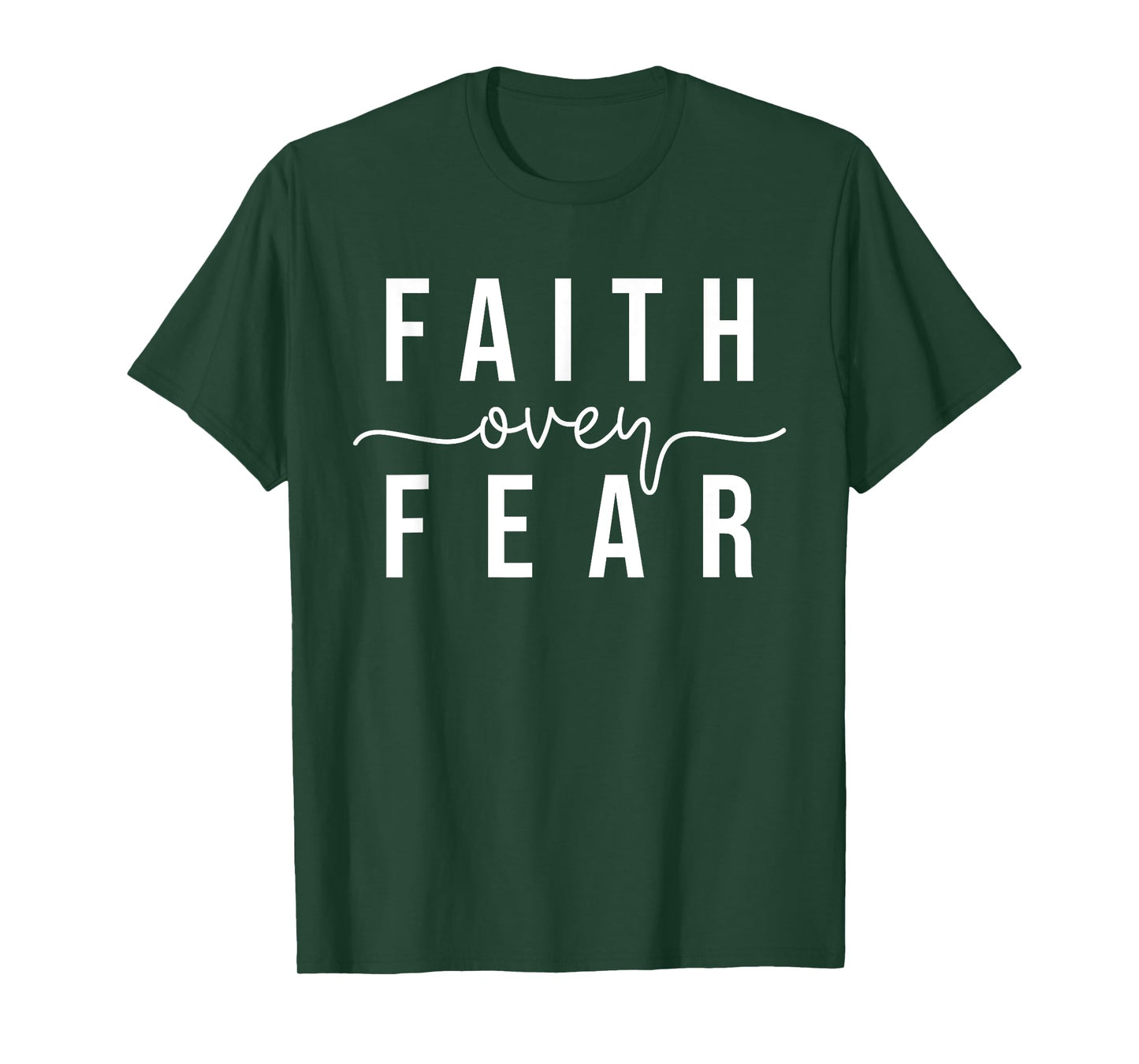 Faith Over Fear Christian Inspirational Graphic Unisex-Adults T-Shirt, Black, Small, Short Sleeve