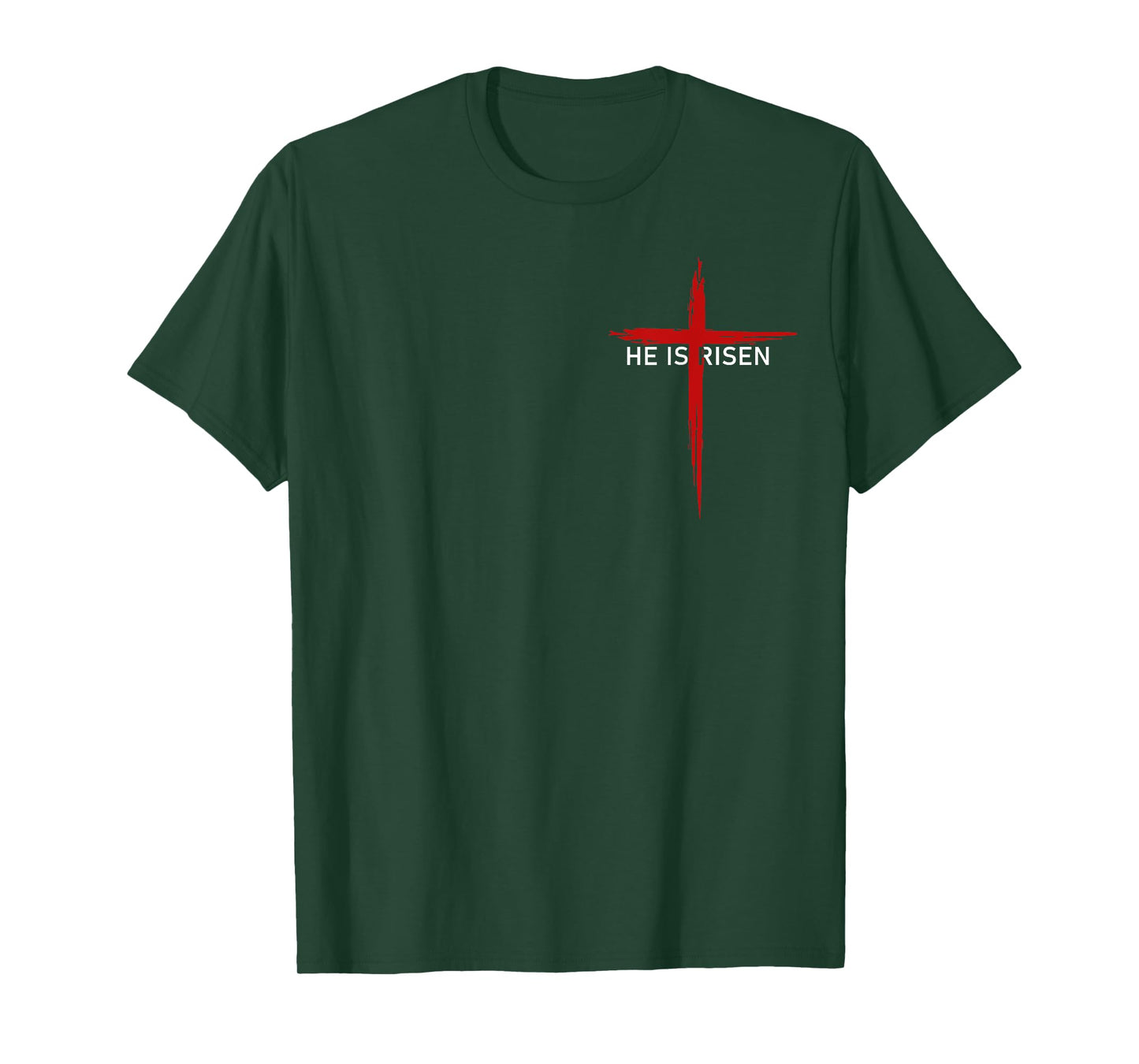 He Is Risen Pocket Christian Logo Jesus Religious Cross T-Shirt