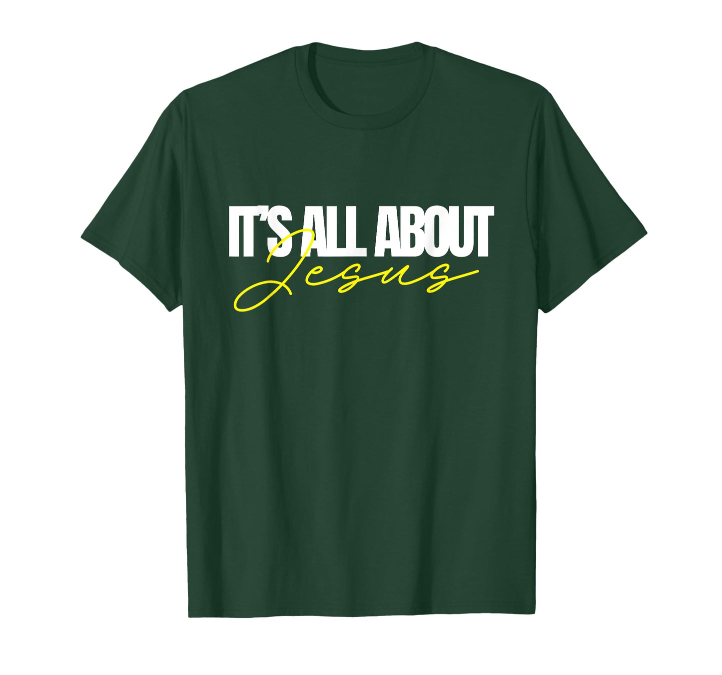 KM Ministries It's All About Jesus Unisex T-Shirt Black Small Modern Crew Neck Short Sleeve Letter Print T-Shirt