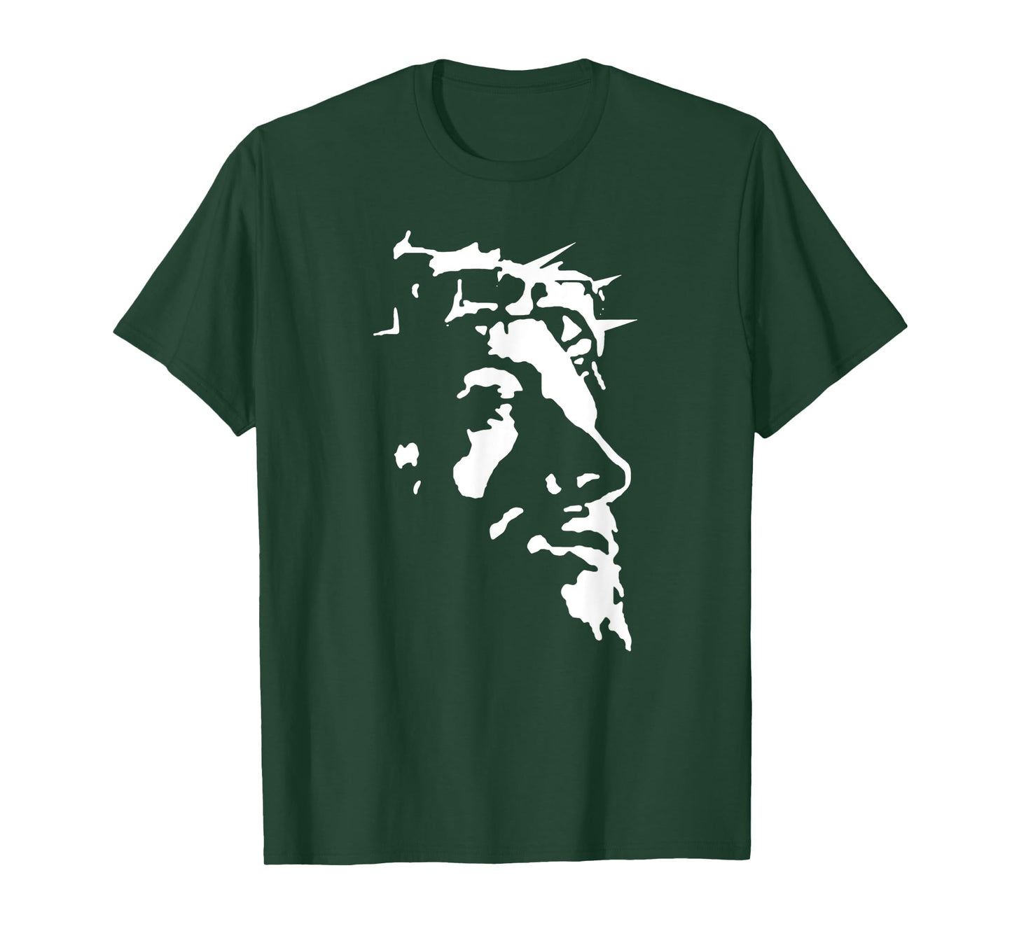 Funny Jesus Christ Face With Crown Of Thorns Passion Stencil T-Shirt
